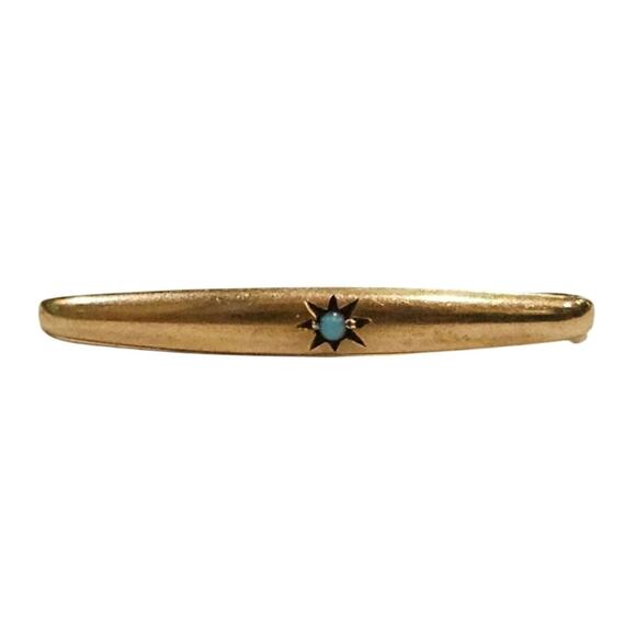 Edwardian Era Jewelry - Edwardian 10k Gold Persian Turquoise Brooch